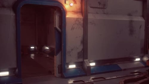 Spaceship Corridor of Futuristic Tunnel with Light