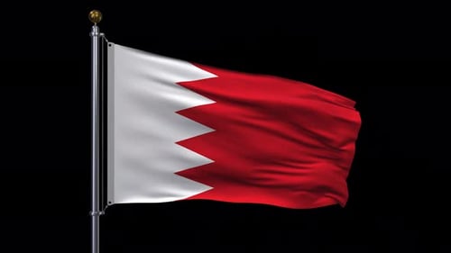 Animated Flag of Bahrain Waving on a Flagpole