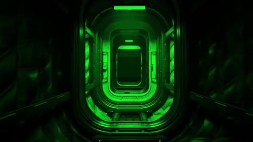 Seamless Loop of a Futuristic Green Neon Tunnel