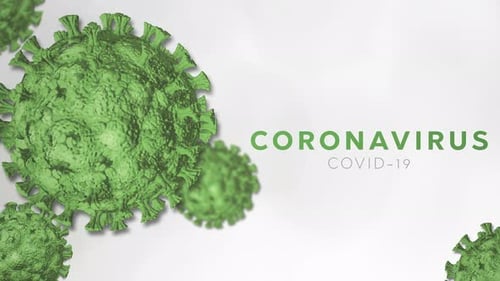 Green 3D Animation of the Coronavirus (COVID-19) on white background. Concept of SARS-CoV-2 Virus In