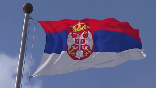 Realistic Waving Serbia National Flag Loop Animation