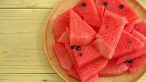 fresh watermelon sliced on plate