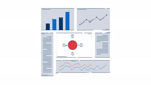 Analytical dashboard with charts and diagrams 2D object doodle animation