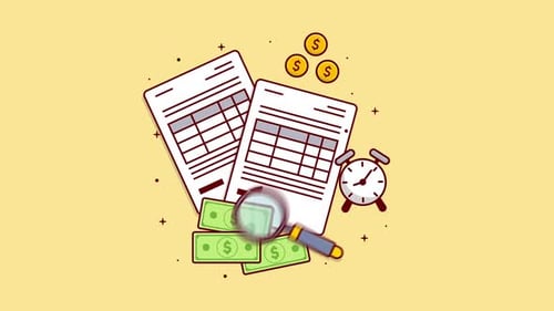 Financial Documents and Audit Tools Illustration