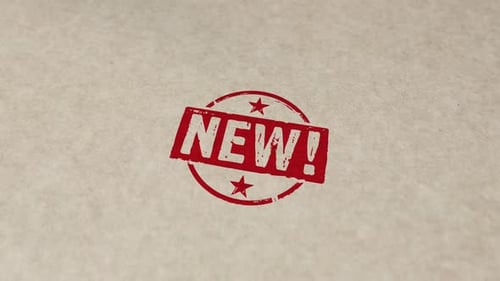 Animated Red New Stamp Reveal on Paper Texture