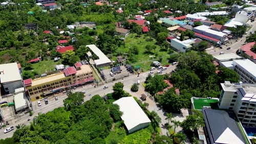 Top View of Tropical City with a Busy Main Road