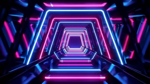Futuristic Neon Tunnel SciFi Corridor Loop