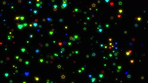 Mehrfarbiger Herzpartikel-Bokeh-Hintergrund Loop V3