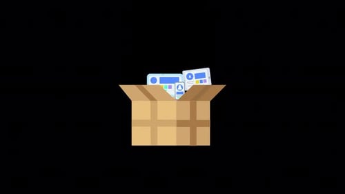 Flat Design Box Opening Revealing Digital Devices