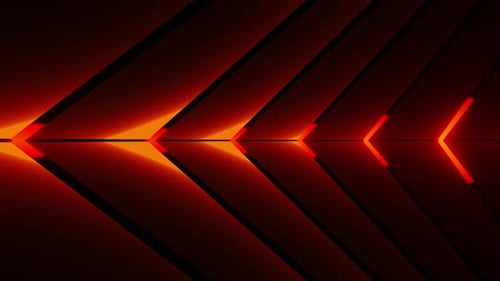 Dynamic Glowing Red Chevron Arrows Loop Background