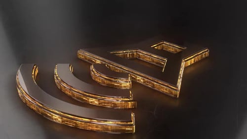Golden WiFi Signal 3D Modern Logo Reveal