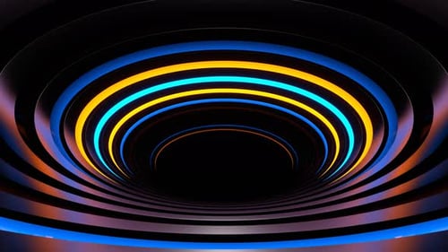 Orange And Blue Neon Reverse Ellipse Tunnel Background Vj Loop In 4K