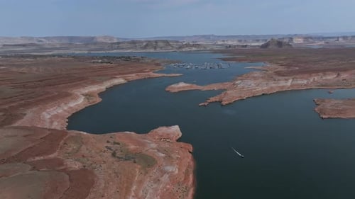 Aerial Top View of Lake Powell and Glen Canyon in Arizona