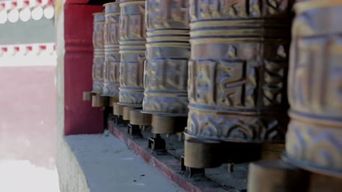 Buddhist prayer wheel in the Himalayas