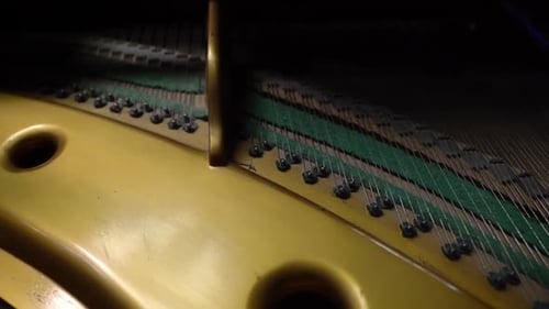 Old Piano Strings Close Up Stringed Musical Instrument Sound Tuning Music Concept