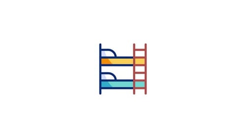 Flat Design Animated Bunk Bed Icon Reveal