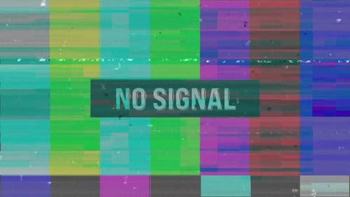Digital Glitch TV Color Bars with No Signal Text Effect