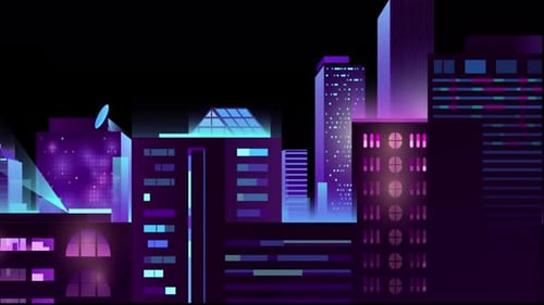 Futuristic Neon City Skyline at Night