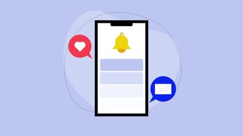 Notification Smartphone with Bell, Message, and Email Icons. Perfect for Digital Communication.