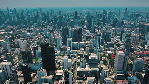 Aerial view modern office city building. Bangkok Massive City Skyline