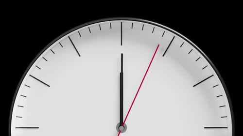 Close-Up Realtime Countdown Animation of Wall Clock on Transparent Background