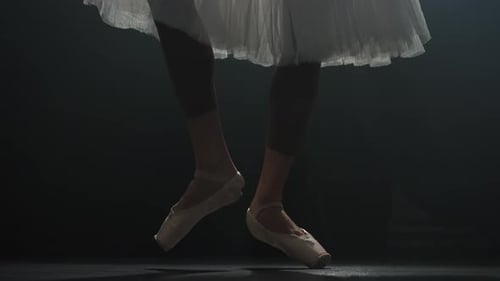 Ballet Dancer Feet Moving Gracefully En Pointe