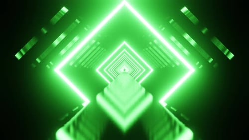 Mint Green Tunnel Road Vj Loop With Neon Lights