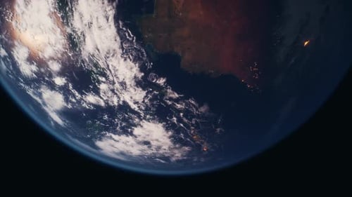 Planet Earth Rotating in Space from Day to Night