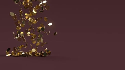 Falling Gold Coins Accumulate on Ground Animation