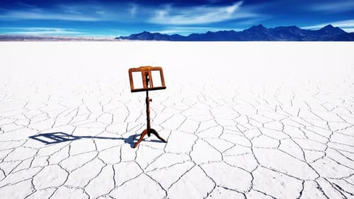 an Old Music Stand is on White Salt Desert