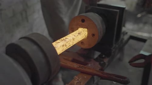 Metal Forging, Hot Spinning On A Lathe During Production