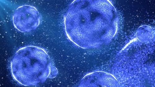 Abstract Blue Particle Sphere Cells Background Loop