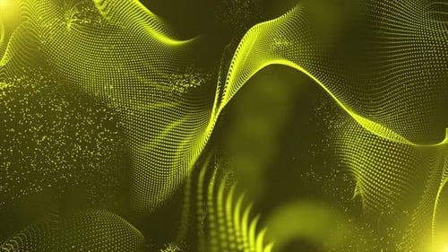 Abstract Yellow Digital Wave Particles Background Loop