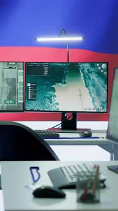 Drone Surveillance Software on Multiple Monitors