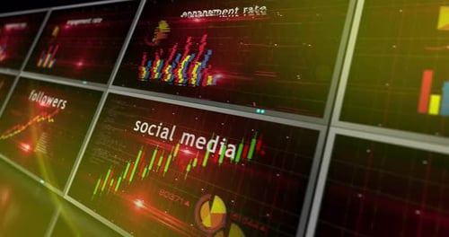 Social media charts and graphs 3d diagram