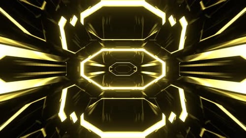 Yellow Abstract Cyber Track With Flashing Lighting Background Vj Loop In 4K