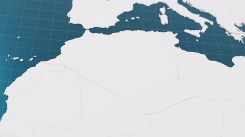 Destaque con azul el mapa 3D de Argelia con puntero rodeado de otros países en blanco