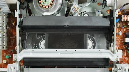 Old Video Recorder Inside Closeup VHS