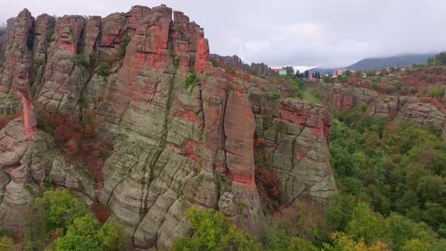 Aerial view of autumn rocks and mountains, Bulgaria.
