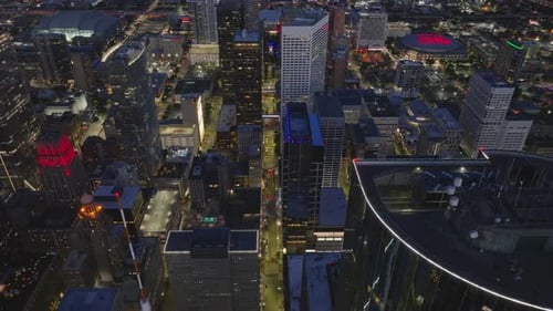 Breathtaking View of Downtown Houston at Night Capturing the Vibrant City Lights Illuminated
