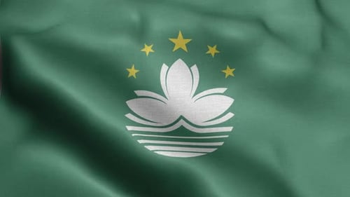Waving Macau Flag with Realistic Fabric Texture