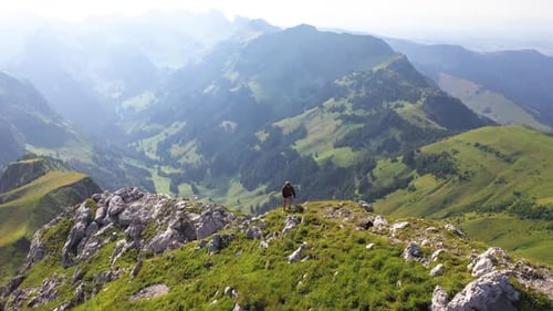 Scenic Mountain Ridge Hike with Wide Valley View
