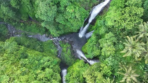 Top down view of three waterfalls - Bali Indonesia