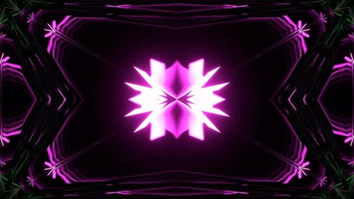 Pink And Green Symmetrical Bright Geometric Neon Kaleidoscope Pattern Background Vj Loop In 4K