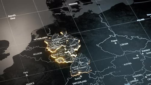 Map of Germany with Country Regions Outlines