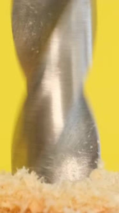 Metal Drill Bit Drilling, Close Up