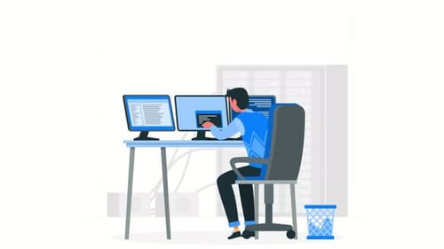 The Programmer Boy Works on The Computer 4K