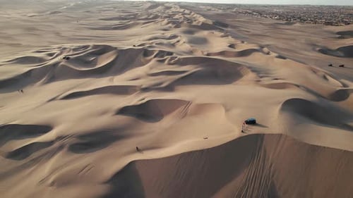 Aerial Drone Content of Desert in Huacachina Ica Peru South America