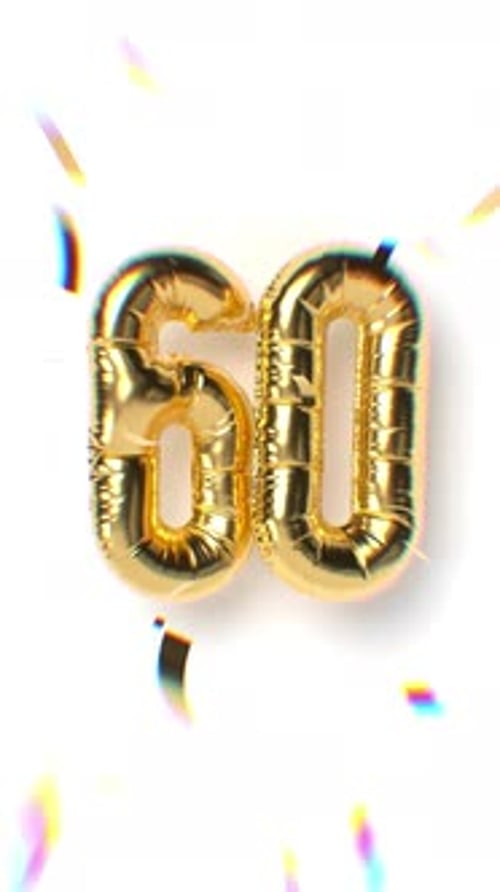 Golden Balloon Number 60 for Celebration Milestones