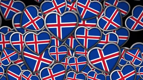 Iceland Flag Heart Pattern Fill and Drop Transition